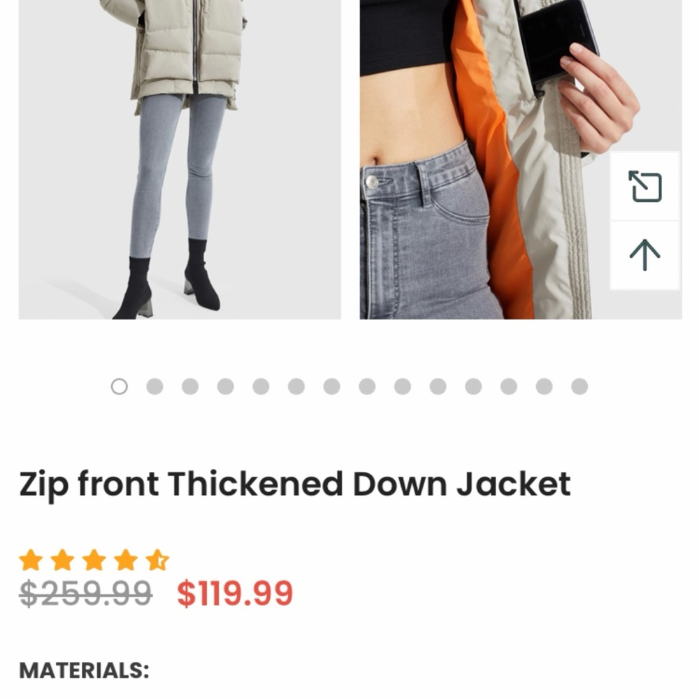 OROLAY Cream and Orange Puffer Jacket